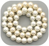 Approx. 15.5" Strand 8mm Shell Pearl Round Beads, Gradient Cream/Pale Pink