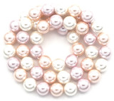 Approx. 15.5" Strand 8mm Shell Pearl Round Beads, Peach Cream Mix