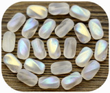 Approx. 10-Gram Bag (About 22pc) of 9x6mm Czech Pressed Glass Twisted Oval Beads, Matte Crystal AB