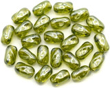 Approx. 10-Gram Bag (About 22pc) of 9x6mm Czech Pressed Glass Twisted Oval Beads, Olivine Luster
