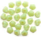 Approx. 10-Gram Bag (About 22pc) of 8x6mm Czech Pressed Glass Bell Flower Beads, Sea Green Opal