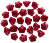 Approx. 10-Gram Bag (About 22pc) of 8x6mm Czech Pressed Glass Bell Flower Beads, Opaque Dark Coral Red