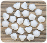 Approx. 10-Gram Bag (About 22pc) of 8x6mm Czech Pressed Glass Bell Flower Beads, White Opal