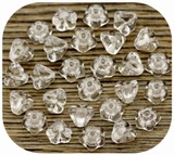 Approx. 5-Gram Bag (About 25pc) of 6x4mm Czech Pressed Glass Baby Bell Flower Beads, Crystal