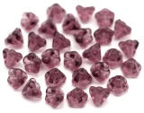 Approx. 5-Gram Bag (About 25pc) of 6x4mm Czech Pressed Glass Baby Bell Flower Beads, Transparent Amethyst