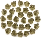 Approx. 5-Gram Bag (About 25pc) of 6x4mm Czech Pressed Glass Baby Bell Flower Beads, Smoky Gray