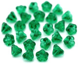 Approx. 5-Gram Bag (About 25pc) of 6x4mm Czech Pressed Glass Baby Bell Flower Beads, Transparent Light Emerald