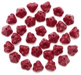 Approx. 5-Gram Bag (About 25pc) of 6x4mm Czech Pressed Glass Baby Bell Flower Beads, Opaque Dark Coral Red