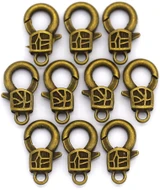 10pc 17x9mm Lobster Claw Clasp, Antique Bronze