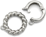 26x15mm Platinum-Plated Brass Twisted Rope Round Fold-Over Clasp