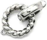 26x15mm Platinum-Plated Brass Twisted Rope Round Fold-Over Clasp