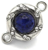 14x9mm Stainless Steel & Lapis Lazuli Round Magnetic Clasp
