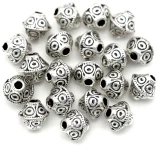 20pc 6mm Ornate Bicone Spacer Beads, Antique Silver