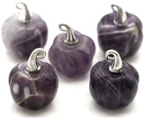 21x25mm Amethyst Carved Pumpkin Pendant, Silver