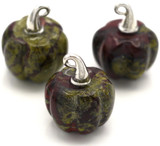 1pc 25x20mm Dragon Blood Carved Pumpkin Pendant, Silver