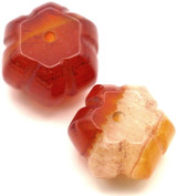 2pc 14x10mm Red Agate Carved Pumpkin Beads