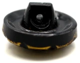 14mm Czech Pressed Glass Concentric Flower Button w/Rhinestone, Jet Gold