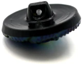 23mm Czech Glass Handmade Looped Flower Button, Jet AB