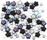 50-Gram Czech Glass Bead Designer Mix: Wish Upon A Star (6-12mm Czech glass star beads in a mix of crystal AB, crystal silver shimmer, jet, jet nebula, and crystal blue rainbow finishes)