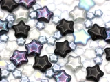 50-Gram Czech Glass Bead Designer Mix: Wish Upon A Star (6-12mm Czech glass star beads in a mix of crystal AB, crystal silver shimmer, jet, jet nebula, and crystal blue rainbow finishes)