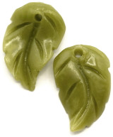 2pc 14x9mm Shell & Resin Leaf Charms, Jade Green