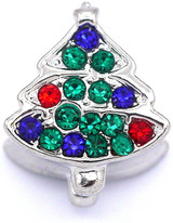 14x12mm Alloy & Rhinestone Christmas Tree  Large-Hole Bead w/"The MAGIC of Christmas", Silver