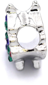 14x12mm Alloy & Rhinestone Christmas Tree  Large-Hole Bead w/"The MAGIC of Christmas", Silver