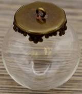 30x25mm Glass Globe Pendant, Antique Bronze
