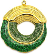 33x29mm Enameled Stainless Steel Wreath Pendant, Gold w/Green