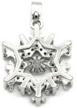 20x16mm Brass & Cubic Zirconia Snowflake Pendant, Silver
