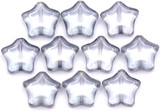 10pc 12mm Czech Pressed Glass Star Beads, Crystal w/Baby Blue Luster