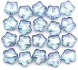 20pc 8mm Czech Pressed Glass Star Beads, Crystal w/Baby Blue Luster