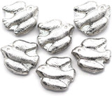 6pc 14x12mm Czech Pressed Glass Dove Beads, Crystal w/Crystal Labrador