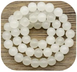 Approx. 14" Strand 8mm Glass UV Reactive Round Beads, White/Blue (Color Changing)