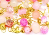 RANDOM PICK: Approx. 50 Gram Bag of Glass Beads & Gold-Finished Metal Findings, Watermelon Pink Mix