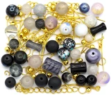 RANDOM PICK: Approx. 50 Gram Bag of Glass Beads & Gold-Finished Metal Findings, Tie-dye & Graffiti Mix