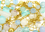 RANDOM PICK: Approx. 50 Gram Bag of Glass Beads & Gold-Finished Metal Findings, Sea & Sky Mix