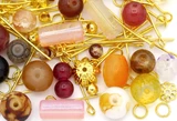 RANDOM PICK: Approx. 50 Gram Bag of Glass Beads & Gold-Finished Metal Findings, Fall Harvest Mix