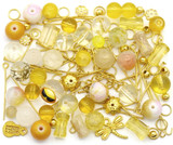 RANDOM PICK: Approx. 50 Gram Bag of Glass Beads & Gold-Finished Metal Findings, Sunshine Mix