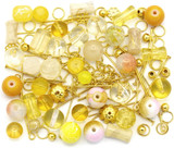RANDOM PICK: Approx. 50 Gram Bag of Glass Beads & Gold-Finished Metal Findings, Sunshine Mix