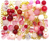 RANDOM PICK: Approx. 50 Gram Bag of Glass Beads & Gold-Finished Metal Findings, Sangria Mix
