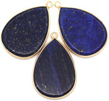 Approx. 40x26mm Lapis Lazuli (Dyed) & Brass Teardrop Pendant, Gold