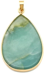 Approx. 40x26mm Amazonite & Brass Teardrop Pendant, Gold