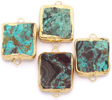 1pc Approx. 33x24mm Jasper (Dyed) Square Focal Link, Gold