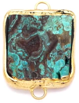 1pc Approx. 33x24mm Jasper (Dyed) Square Focal Link, Gold