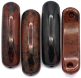 1pc Approx. 36x10mm Mahogany Obsidian Curved Rectangle Focal Link