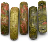 1pc Approx. 36x10mm Unakite Curved Rectangle Focal Link