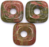 1pc Approx. 30mm Unakite Square Donut Pendant (See Photos for Variation)