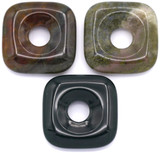 1pc Approx. 30mm Moss Agate Square Donut Pendant (See Photos for Variation)