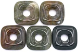 1pc Approx. 30mm Moss Agate Square Donut Pendant (See Photos for Variation)
